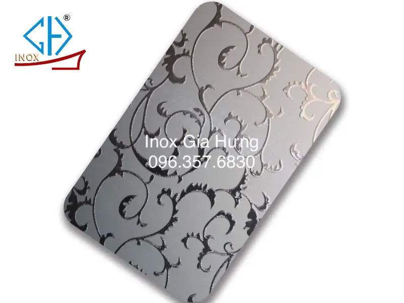Tấm inox hoa văn trắng dây leo lấp lánh