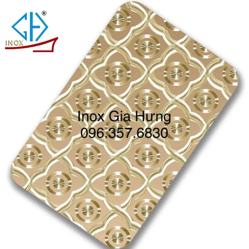 Tấm inox hoa văn vàng phong cách cổ điển