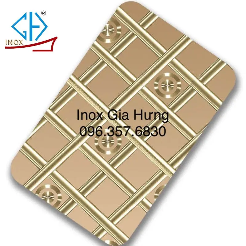 Tấm inox hoa văn vàng caro đối xứng
