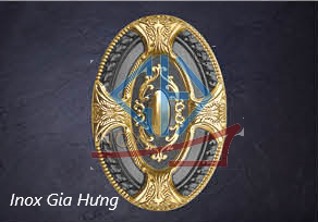 Hoa trang trí - hoa văn bầu dục vàng đen