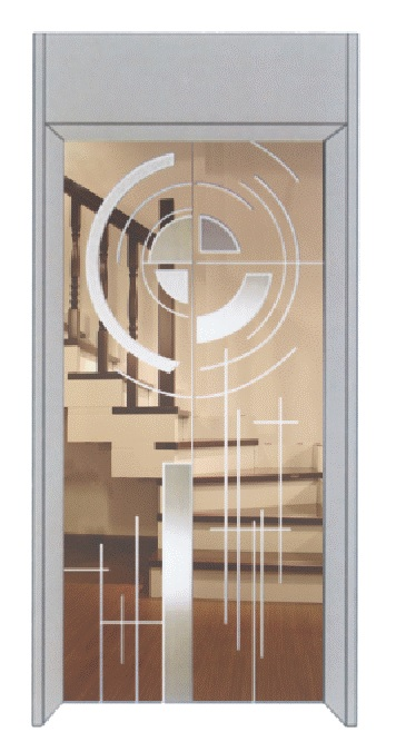 Inox cửa tầng thang máy - Hoa văn bán nguyệt